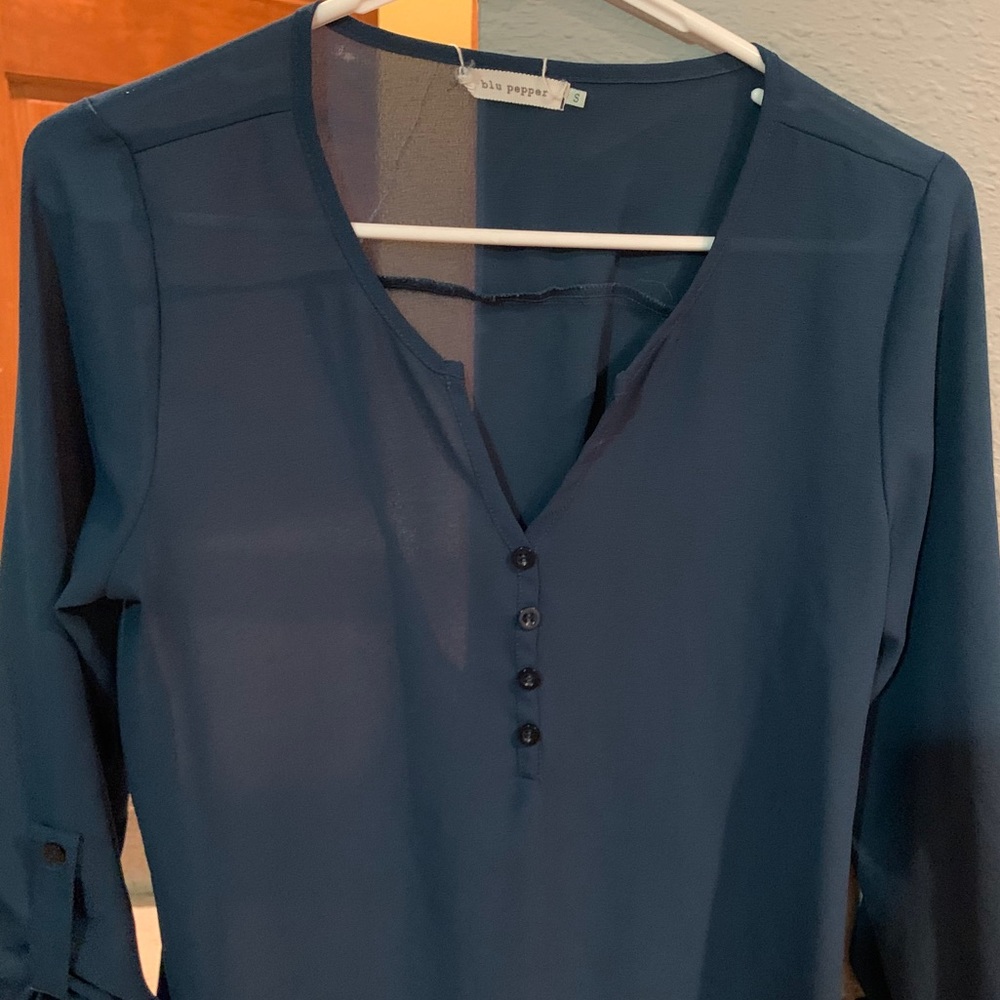 Teal blue blouse